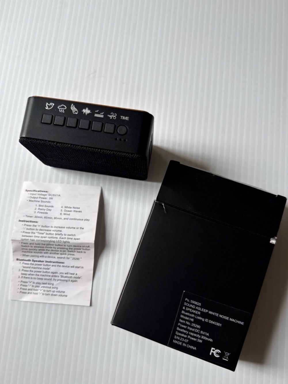 Sound Asleep White Noise Machine & Bluetooth Speaker  with USB Cable Model H6